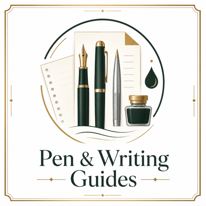 Pen and Writing Guides icon for writing instruments, ink, paper, and pen education