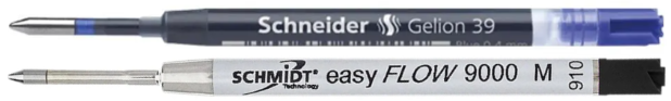 Parker G2 gel vs hybrid refill comparison with Schneider Gelion 39 and Schmidt easyFLOW 9000