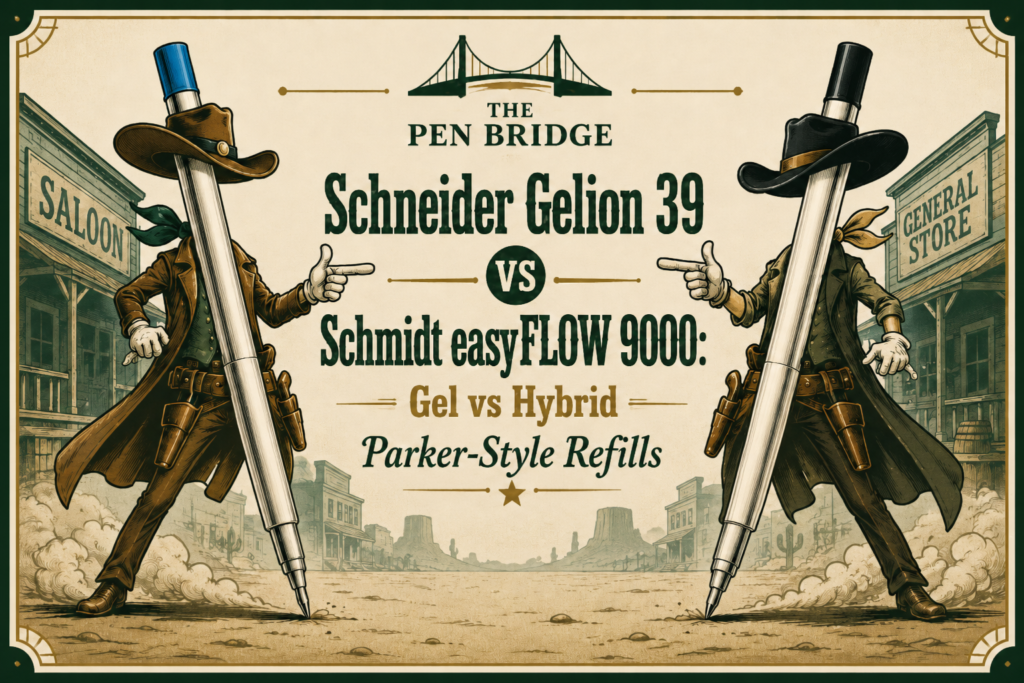 Parker G2 gel vs hybrid refill banner for Schneider Gelion 39 vs Schmidt easyFLOW 9000