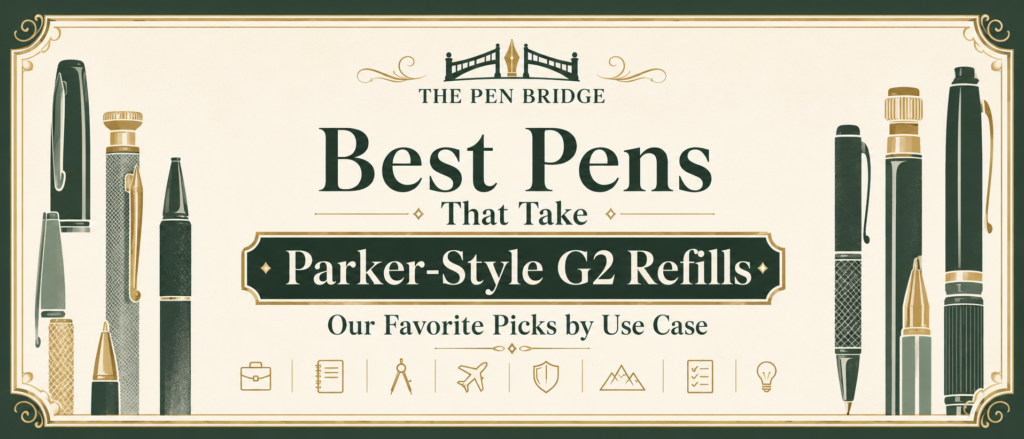 Best pens that take Parker-style G2 refills shown with Parker-style refill examples