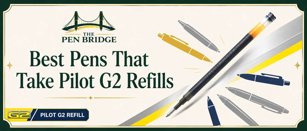 Best pens that take Pilot G2 refills shown with Pilot G2 refill and compatible pen bodies