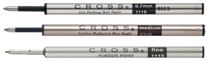 Cross Selectip Refill gel rollerball porous point and jumbo ballpoint options