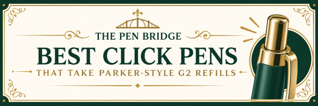 Best click pens that take Parker-style G2 refills shown with compatible refill examples