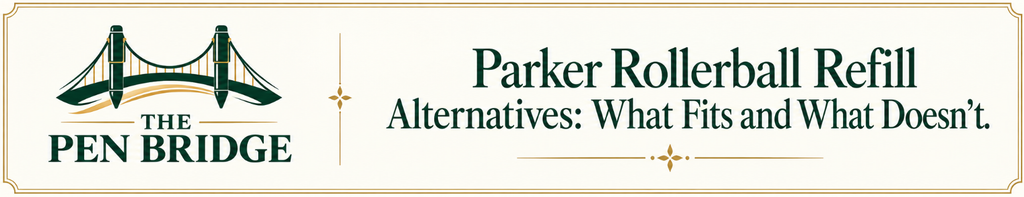 Parker rollerball refill alternatives guide featuring Parker, Jaymo, and Unibene refills