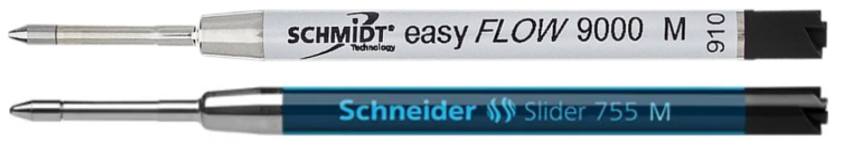 Smooth Parker G2 refill comparison with Schmidt easyFLOW 9000 and Schneider Slider 755