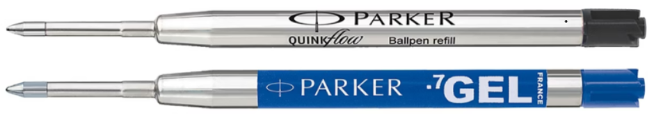 Parker G2 ballpoint vs gel comparison with Parker QuinkFlow and Parker Gel refills