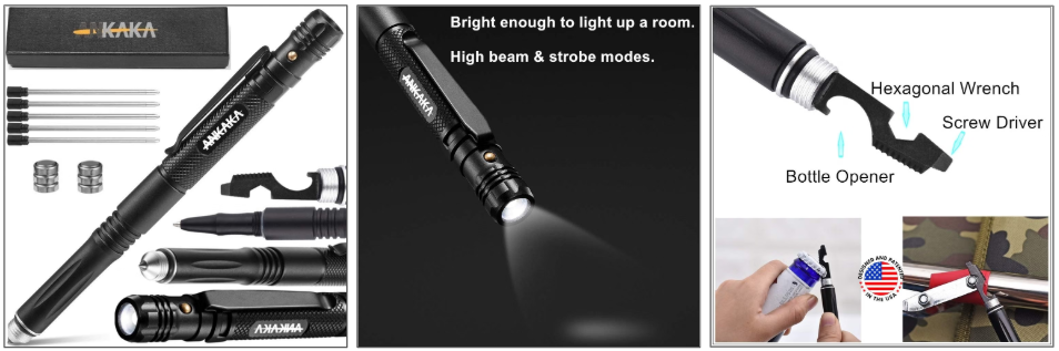 ANKAKA 6-in-1 tactical pen with D1 mini refill