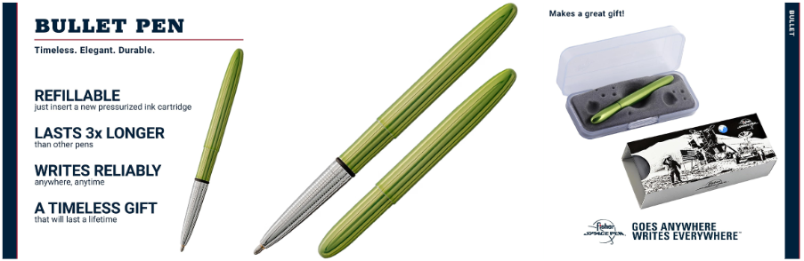 Fisher Space Pen Bullet with pressurized Fisher PR refill